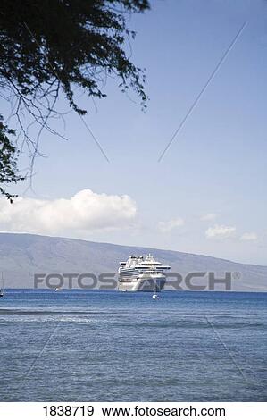 Stock Photo - Distant View Of Cruise Ship; Lahaina, Hawaii, Usa. Fotosearch