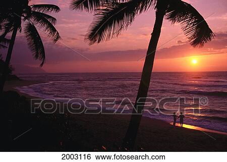 Distant View Romantic Couple Along Shoreline At Sunset, Pink Orange Skies View Large Photo Image Stock Photograph - Distant View Romantic Couple Along Shoreline At Sunset, Pink Orange Skies. Fotosearch