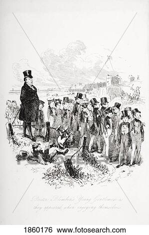 Stock Photograph - Doctor Blimber's Young Gentlemen As They Appeared When Enjoying Themselved. Illustration From The Charles Dickens Novel Dombey And Son By H. K. Browne Known As Phiz. Fotosearch