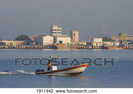 Stock Image - Doha Bay Skyline With Harbor, Doha, Qatar. Fotosearch