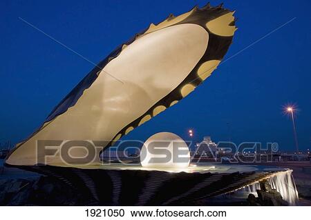 Doha Bay Waterfront Oyster Pearl Sculpture In Qatar, Qatar View Large Photo Image Stock Image - Doha Bay Waterfront Oyster Pearl Sculpture In Qatar, Qatar. Fotosearch