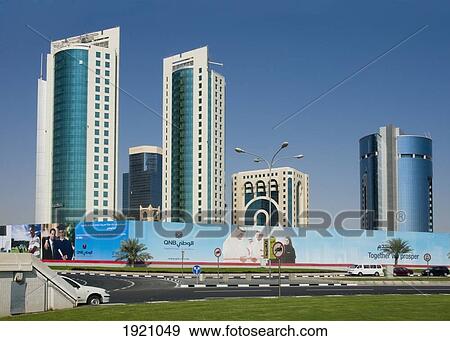 Doha Modern Highrise Buildings In Qatar, Qatar View Large Photo Image Stock Photo - Doha Modern Highrise Buildings In Qatar, Qatar. Fotosearch