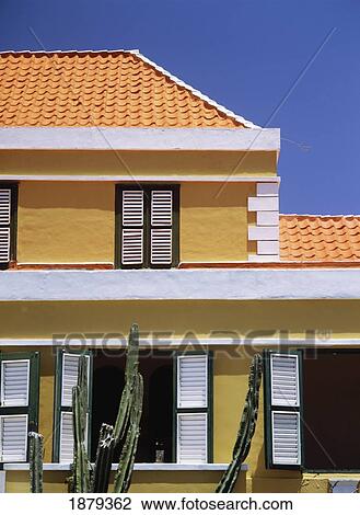 Stock Image - Dokterstuin Landhuizen, Former Plantation House, Close Up. Fotosearch
