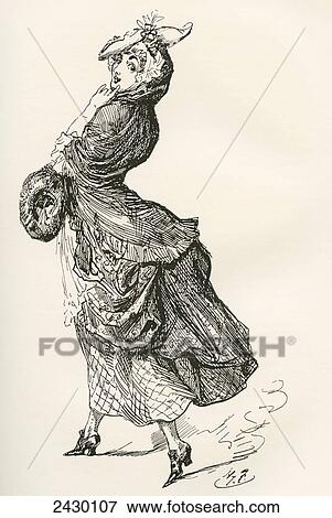 Stock Photo - Dolly Varden. Illustration by Harry Furniss for the Charles Dickens novel Barnaby Rudge, from The Testimonial Edition, published 1910.. Fotosearch