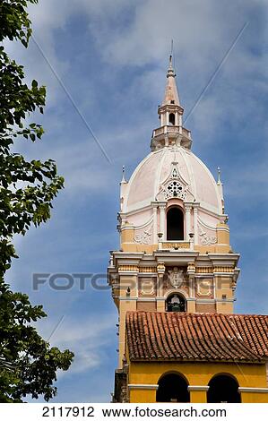 Stock Image - Dome Of Catedral De Cartagena De Indias; Cartagena Colombia. Fotosearch