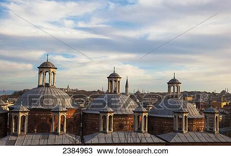 Stock Image - Dome roofs in a row; Istanbul, Turkey. Fotosearch