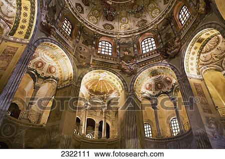 Stock Image - Dome with archways and columns; Ravenna, Emilia-Romagna, Italy. Fotosearch
