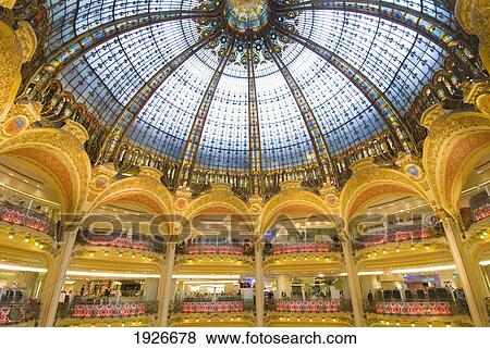 Stock Photo - Domed Central Area Of Galeries Lafayette, Paris, France. Fotosearch