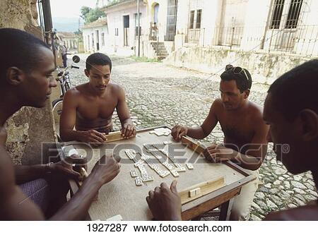 Stock Photo - Domino Players; Trinidad, Cuba. Fotosearch