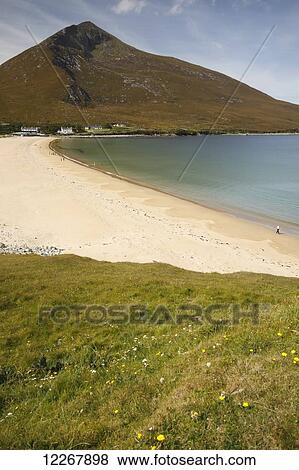 Stock Photo - Doogort beach and Slievemore mountain on Achill island, Wild Atlantic Way; County Mayo, Ireland. Fotosearch