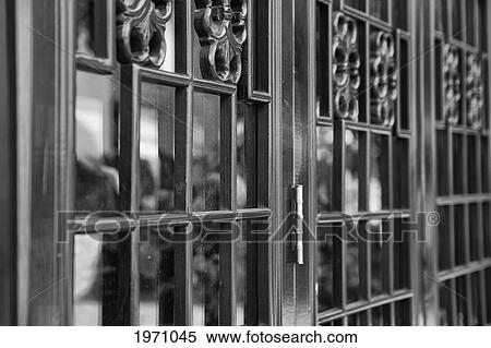 Stock Photography - Door With Ornamental Panes; Kunming Yunnan China. Fotosearch