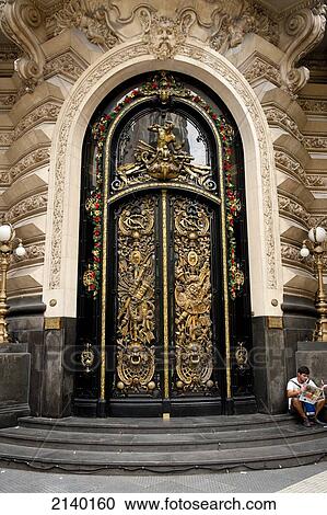 Stock Image - Door's Detail Of Centro Naval In Calle Florida, Retiro, Buenos Aires, Argentina. Fotosearch