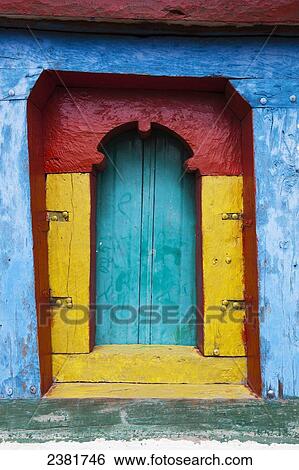 Stock Photograph - Doorway to a church building with colourful details; Tigray region, Ethiopia. Fotosearch