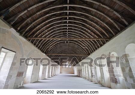 Stock Image - Dormitory Of The Cistercian Abbey Of Fontenay, Cote D'or, France. Fotosearch