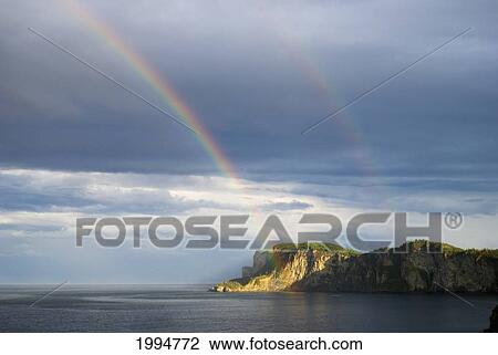 Double Rainbow On A Seaside Cliff; Quebec Canada View Large Photo Image Stock Image - Double Rainbow On A Seaside Cliff; Quebec Canada. Fotosearch