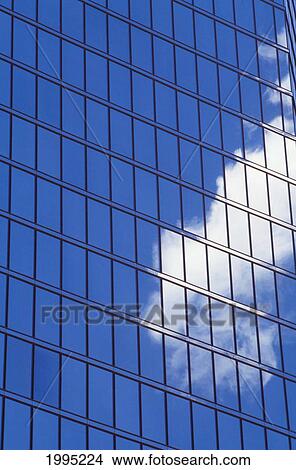 Picture - Downtown Building, Reflection Of Blue Sky And Cloud On Glass Surface. Fotosearch