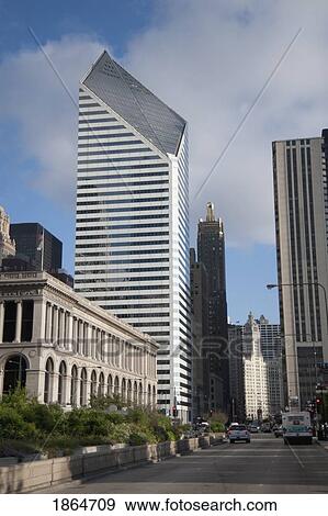 Downtown Chicago, Illinois, Usa View Large Photo Image Stock Photo - Downtown Chicago, Illinois, Usa. Fotosearch