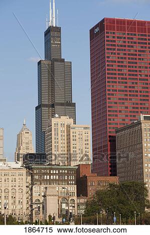 Downtown Chicago, Illinois, Usa View Large Photo Image Stock Photography - Downtown Chicago, Illinois, Usa. Fotosearch