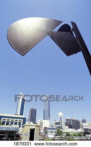Stock Image - Downtown Perth And Sculpture From Northbridge. Fotosearch