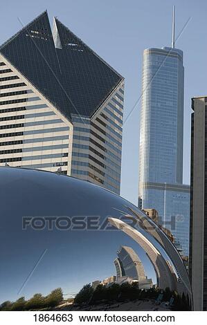 Downtown Reflected In Mirrored Dome; Chicago, Illinois, Usa View Large Photo Image Stock Image - Downtown Reflected In Mirrored Dome; Chicago, Illinois, Usa. Fotosearch