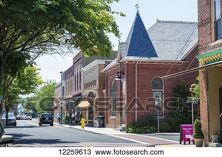 Stock Image - Downtown scene of Berlin; Berlin, Maryland, United States of America. Fotosearch