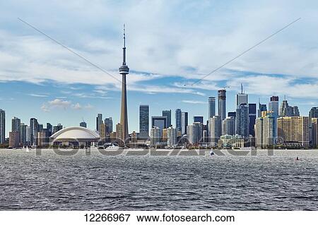 Stock Photo - Downtown skyline taken from Lake Ontario; Toronto, Ontario, Canada. Fotosearch