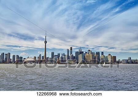 Stock Photo - Downtown skyline taken from Lake Ontario; Toronto, Ontario, Canada. Fotosearch