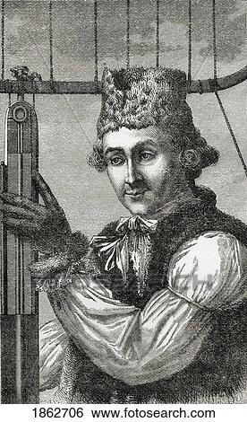 Stock Photograph - Dr. John Jeffries 1745-1819 Boston Physician Scientist And Military Surgeon Best Known For Accompanying Blanchard In First Crossing Of English Channel In A Balloon From The Book Wondeful Balloon Ascents Or The Conquest Of The Skies Published C 1870. Fotosearch