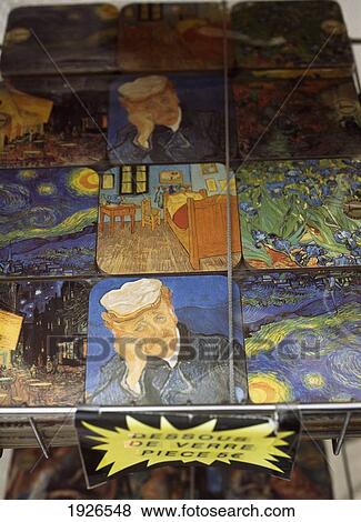 Drink Mats With Van Gogh Paintings View Large Photo Image Stock Photo - Drink Mats With Van Gogh Paintings. Fotosearch