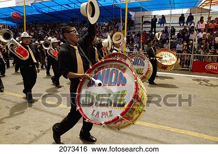 Drummers In A Marching Band In The Procession Of The Carnaval De Oruro, Oruro, Bolivia View Large Photo Image Stock Photograph - Drummers In A Marching Band In The Procession Of The Carnaval De Oruro, Oruro, Bolivia. Fotosearch