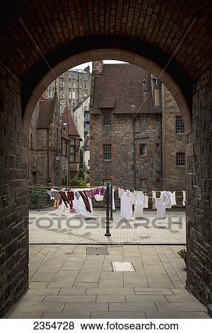 Drying clothes in Dean Village; Edinburgh, Scotland View Large Photo Image Stock Photo - Drying clothes in Dean Village; Edinburgh, Scotland. Fotosearch
