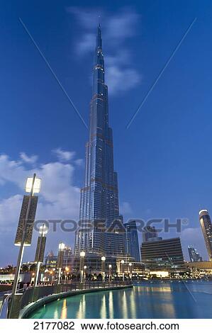 Dubai, Uaethe Burj Khalifa At Dusk View Large Photo Image Stock Image - Dubai, Uaethe Burj Khalifa At Dusk. Fotosearch