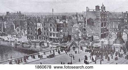Dublin Ireland Easter Uprising 1916 Damage Caused By Fire At The Corner Of Sackville Street By The O'connell Bridge From L Illustration Magazine 1916 View Large Photo Image Stock Photo - Dublin Ireland Easter Uprising 1916 Damage Caused By Fire At The Corner Of Sackville Street By The O'connell Bridge From L Illustration Magazine 1916. Fotosearch