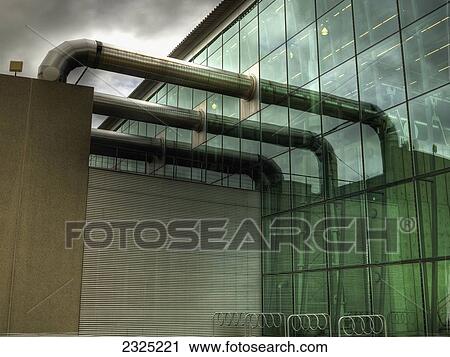 Stock Image - Ducts On Exterior Of Library And Archives Canada Preservation Centre; Ottawa, Ontario, Canada. Fotosearch