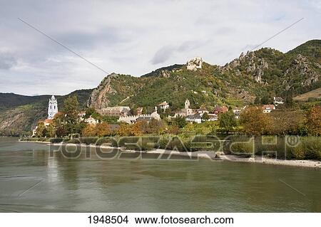 Duernstein, as seen from the Danube River in Wachau, Lower Austria, Austria View Large Photo Image Picture - Duernstein, as seen from the Danube River in Wachau, Lower Austria, Austria. Fotosearch