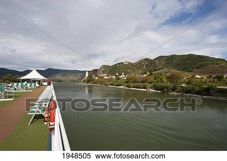 Stock Photography - Duernstein, as seen from the Danube River in Wachau, Lower Austria, Austria. Fotosearch
