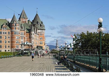 Stock Photo - Dufferin Terrace And Chateau Frontenac; Quebec City, Quebec, Canada. Fotosearch