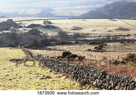 Dumfries, Scotland; A Stone Fence Running Along Fields And Hills View Large Photo Image Stock Photo - Dumfries, Scotland; A Stone Fence Running Along Fields And Hills. Fotosearch