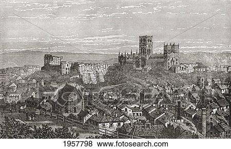Durham Cathedral And Castle, England In The Late 19Th Century. From Our Own Country Published 1898. View Large Photo Image Stock Photo - Durham Cathedral And Castle, England In The Late 19Th Century. From Our Own Country Published 1898.. Fotosearch