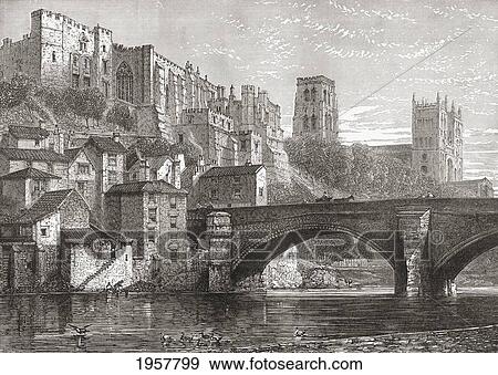 Stock Photo - Durham, England Seen From The River Wear In The Late 19Th Century. From Our Own Country Published 1898.. Fotosearch