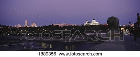 Dusk View Of The Royal Palace From Puente De Sevilla View Large Photo Image Stock Photograph - Dusk View Of The Royal Palace From Puente De Sevilla. Fotosearch