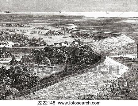 Stock Photo - Dykes In North Holland, The Netherlands In The 19Th Century. From Pictures From Holland By Richard Lovett, Published 1887.. Fotosearch