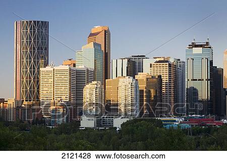 Early Morning City Skyline Of Calgary With Blue Sky; Calgary Alberta Canada View Large Photo Image Stock Photo - Early Morning City Skyline Of Calgary With Blue Sky; Calgary Alberta Canada. Fotosearch