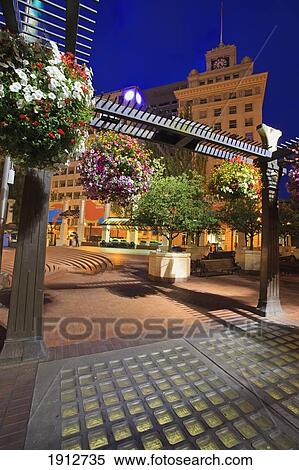 Stock Photography - Early Morning In Pioneer Courthouse Square; Portland, Oregon, United States Of America. Fotosearch