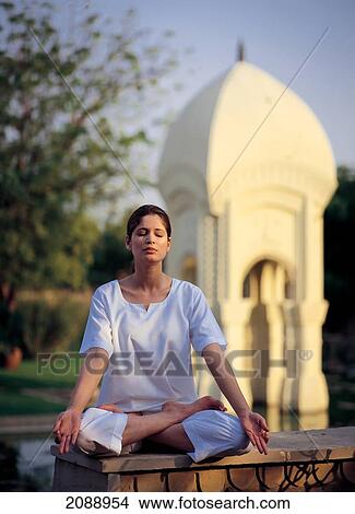 Picture - Early Morning Meditation At Oberoi Rajvilas Spa; Jaipur Rajasthan India. Fotosearch