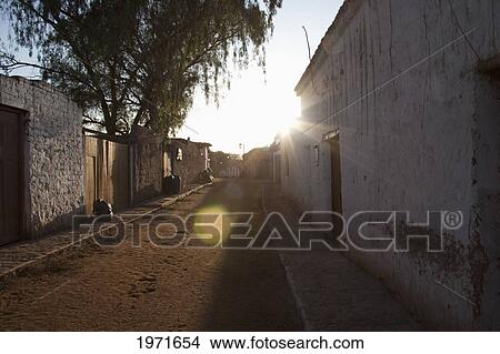 Early Morning Street Scene At Dawn, San Pedro De Atacama, Antofagasta Region, Chile View Large Photo Image Picture - Early Morning Street Scene At Dawn, San Pedro De Atacama, Antofagasta Region, Chile. Fotosearch