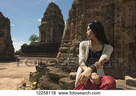 Stock Photo - East Mebon Temple dedicated to Hindu god Shiva, built by the king Rajendravarman VII in tenth century, from Angkor; Siem Reap, Cambodia. Fotosearch