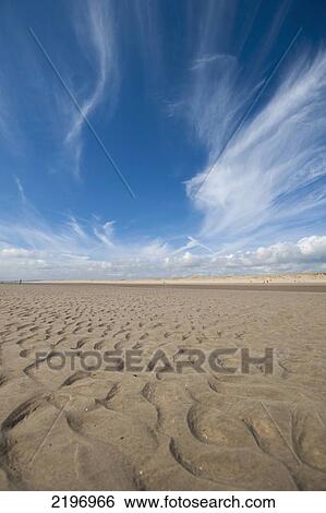Stock Photograph - East Sussex; England, Camber Sands at low tide. Fotosearch