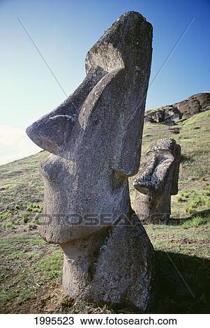 Easter Island, Close-Up Of Moai Stone Statue, Cloudless Blue Sky View Large Photo Image Stock Image - Easter Island, Close-Up Of Moai Stone Statue, Cloudless Blue Sky. Fotosearch