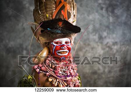 Stock Photo - Eastern Highland performer, Goroka Show; Goroka, Eastern Highlands, Papua New Guinea. Fotosearch